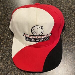 Vintage Outdoor Cap Hat Adjustable Strap Red USA Electrolux Championship Golf